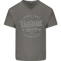 Vintage Year 46th Birthday 1977 Mens V-Neck Cotton T-Shirt Charcoal