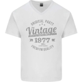 Vintage Year 46th Birthday 1977 Mens V-Neck Cotton T-Shirt White