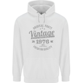 Vintage Year 47th Birthday 1976 Mens 80% Cotton Hoodie White