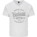 Vintage Year 47th Birthday 1976 Mens V-Neck Cotton T-Shirt White