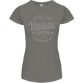 Vintage Year 47th Birthday 1976 Womens Petite Cut T-Shirt Charcoal