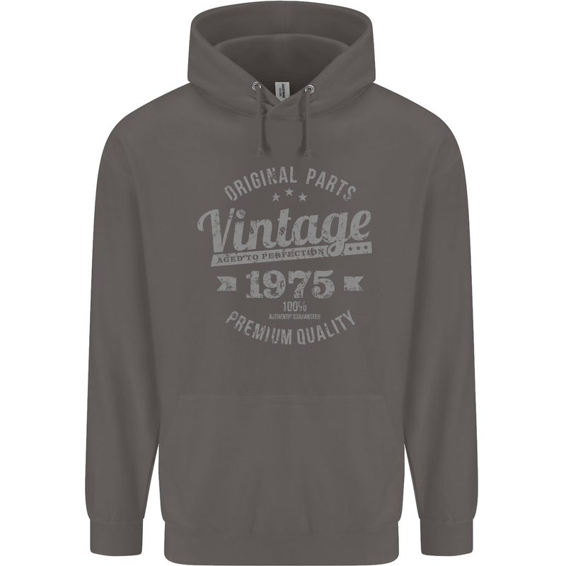 Vintage Year 48th Birthday 1975 Mens 80% Cotton Hoodie Charcoal