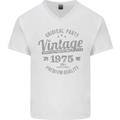 Vintage Year 48th Birthday 1975 Mens V-Neck Cotton T-Shirt White