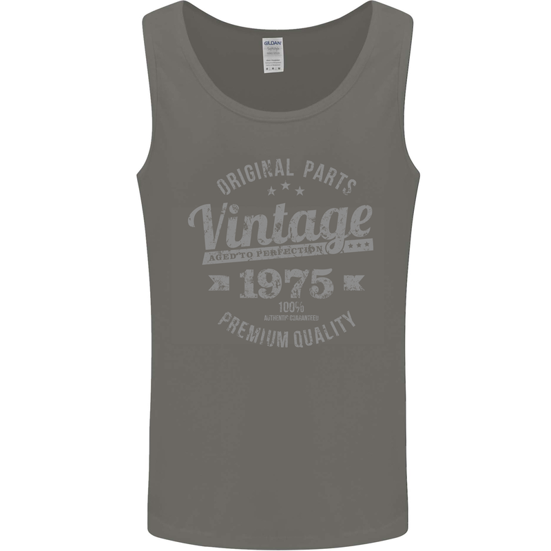 Vintage Year 48th Birthday 1975 Mens Vest Tank Top Charcoal