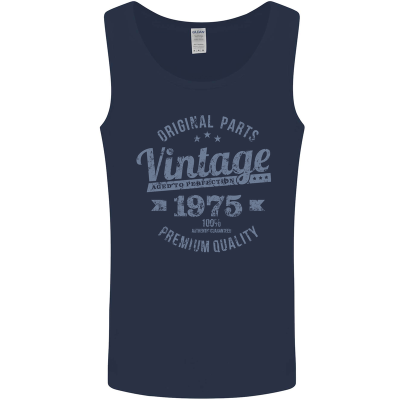 Vintage Year 48th Birthday 1975 Mens Vest Tank Top Navy Blue