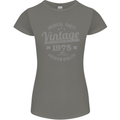 Vintage Year 48th Birthday 1975 Womens Petite Cut T-Shirt Charcoal