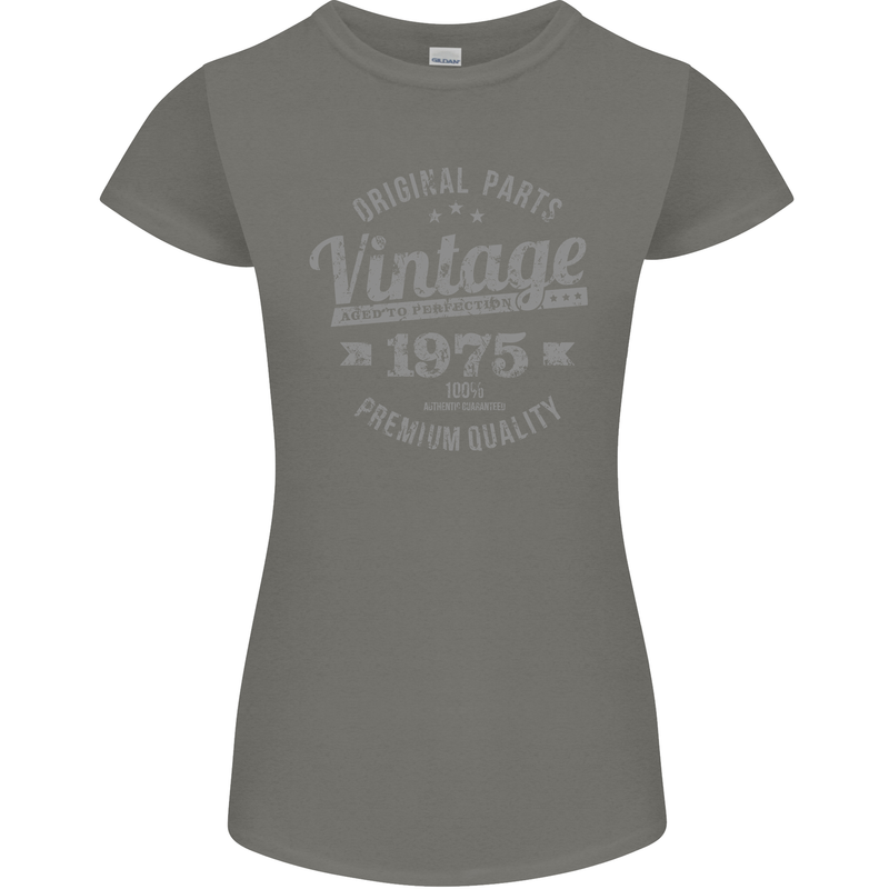 Vintage Year 48th Birthday 1975 Womens Petite Cut T-Shirt Charcoal