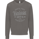 Vintage Year 49th Birthday 1974 Mens Sweatshirt Jumper Charcoal