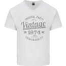 Vintage Year 49th Birthday 1974 Mens V-Neck Cotton T-Shirt White