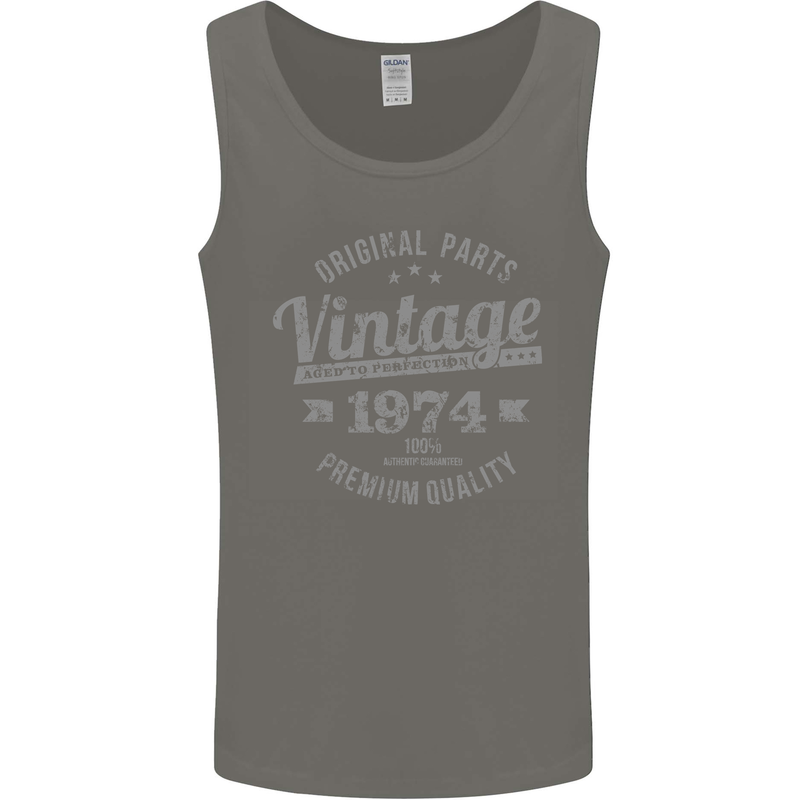 Vintage Year 49th Birthday 1974 Mens Vest Tank Top Charcoal
