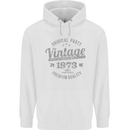 Vintage Year 50th Birthday 1973 Mens 80% Cotton Hoodie White