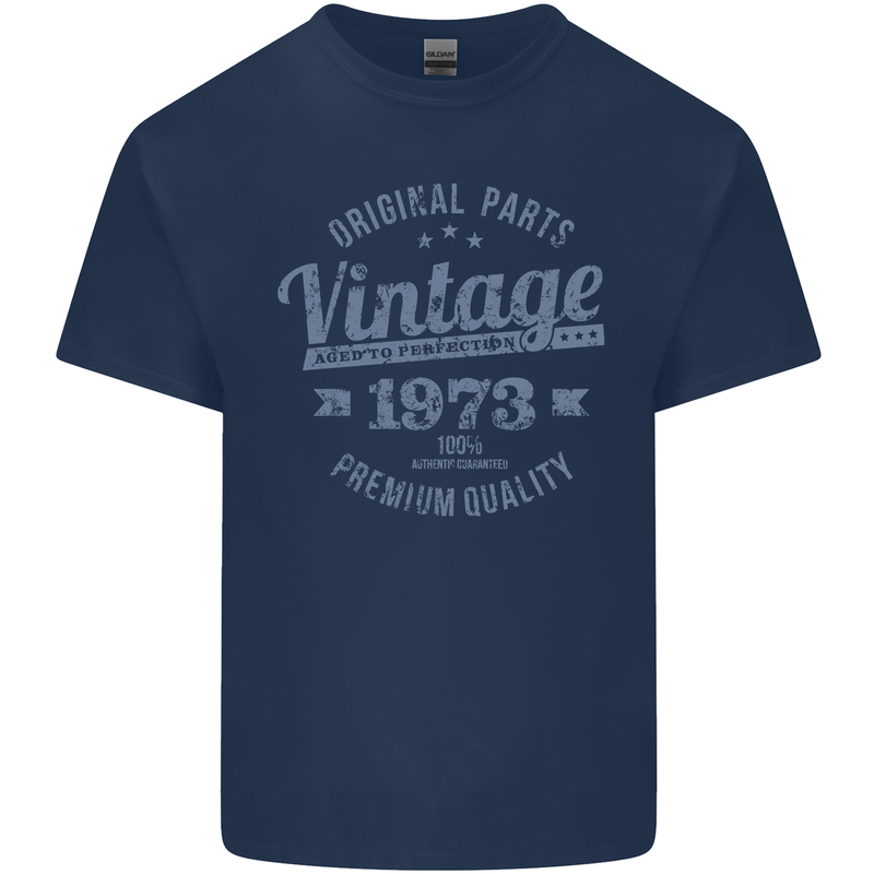 Vintage Year 50th Birthday 1973 Mens Cotton T-Shirt Tee Top Navy Blue