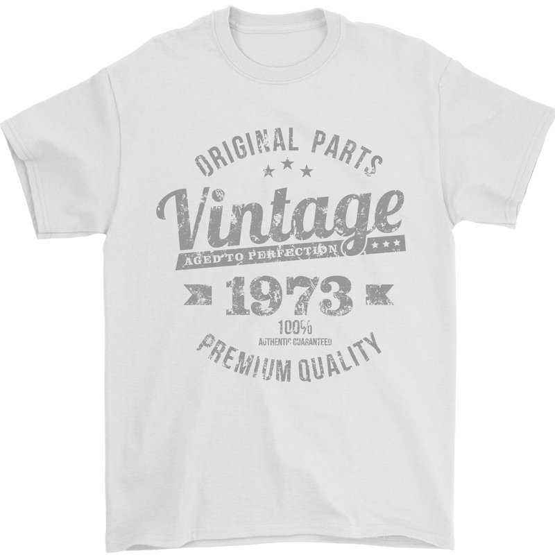 Vintage Year 50th Birthday 1973 Mens T-Shirt 100% Cotton White