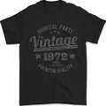 Vintage Year 51st Birthday 1972 Mens T-Shirt 100% Cotton Black