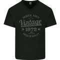 Vintage Year 51st Birthday 1972 Mens V-Neck Cotton T-Shirt Black