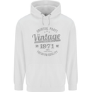 Vintage Year 52nd Birthday 1971 Mens 80% Cotton Hoodie White