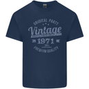 Vintage Year 52nd Birthday 1971 Mens Cotton T-Shirt Tee Top Navy Blue