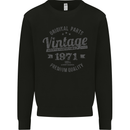 Vintage Year 52nd Birthday 1971 Mens Sweatshirt Jumper Black