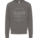 Vintage Year 52nd Birthday 1971 Mens Sweatshirt Jumper Charcoal