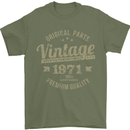 Vintage Year 52nd Birthday 1971 Mens T-Shirt 100% Cotton Military Green
