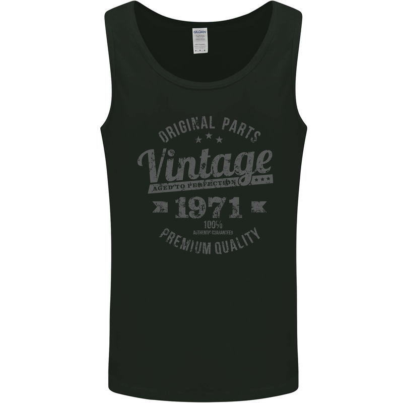 Vintage Year 52nd Birthday 1971 Mens Vest Tank Top Black