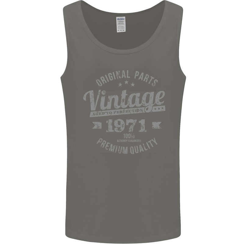 Vintage Year 52nd Birthday 1971 Mens Vest Tank Top Charcoal