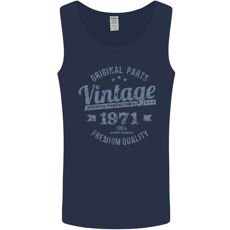 Vintage Year 52nd Birthday 1971 Mens Vest Tank Top Navy Blue