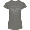 Vintage Year 52nd Birthday 1971 Womens Petite Cut T-Shirt Charcoal