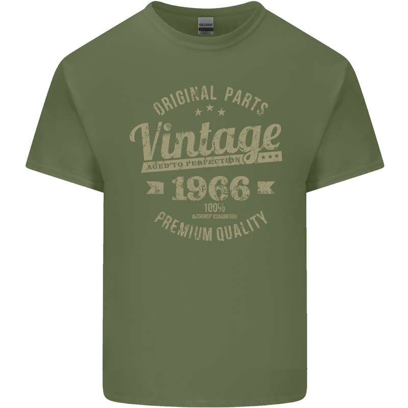 Vintage Year 57th Birthday 1966 Mens Cotton T-Shirt Tee Top Military Green