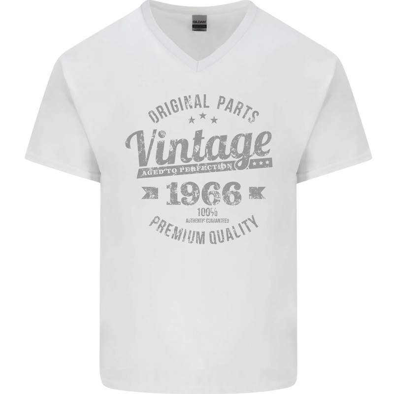 Vintage Year 57th Birthday 1966 Mens V-Neck Cotton T-Shirt White