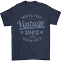 Vintage Year 60th Birthday 1963 Mens T-Shirt 100% Cotton Navy Blue