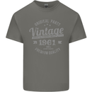 Vintage Year 62nd Birthday 1961 Mens Cotton T-Shirt Tee Top Charcoal