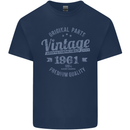 Vintage Year 62nd Birthday 1961 Mens Cotton T-Shirt Tee Top Navy Blue