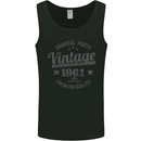 Vintage Year 62nd Birthday 1961 Mens Vest Tank Top Black
