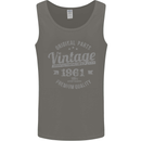 Vintage Year 62nd Birthday 1961 Mens Vest Tank Top Charcoal