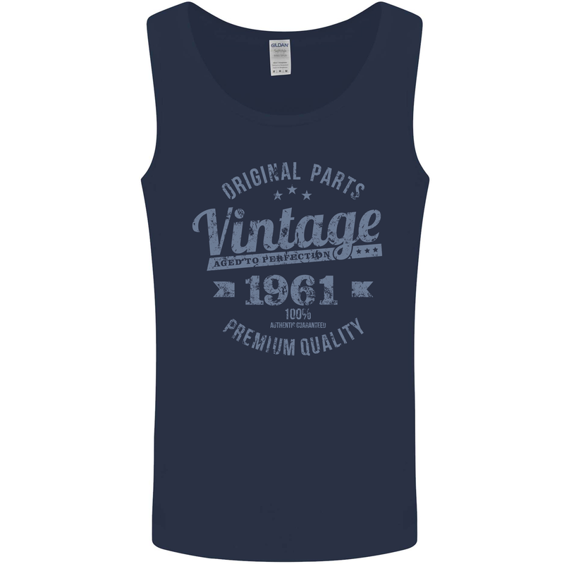 Vintage Year 62nd Birthday 1961 Mens Vest Tank Top Navy Blue