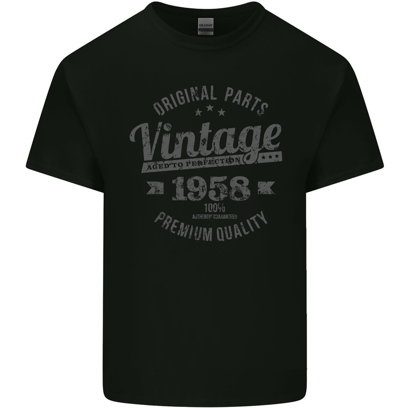 Vintage Year 65th Birthday 1958 Mens Cotton T-Shirt Tee Top Black