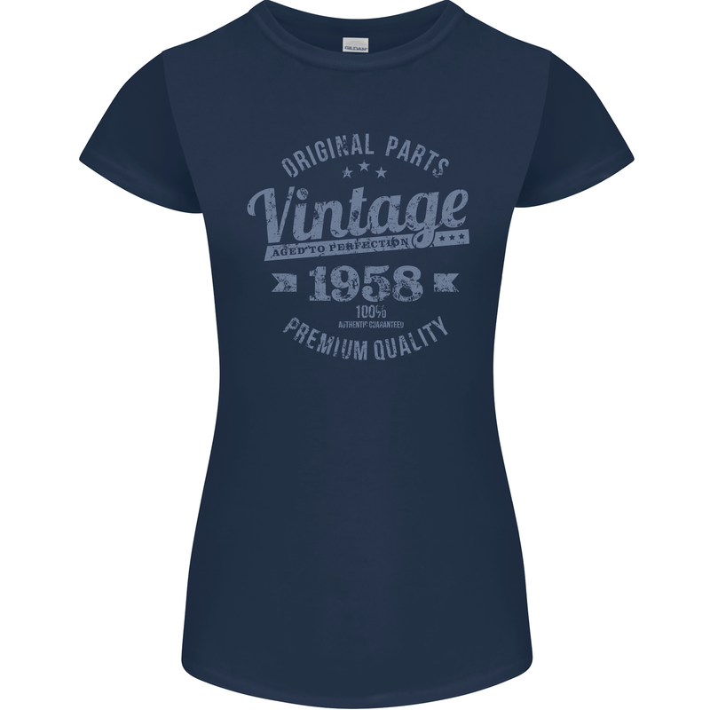 Vintage Year 65th Birthday 1958 Womens Petite Cut T-Shirt Navy Blue