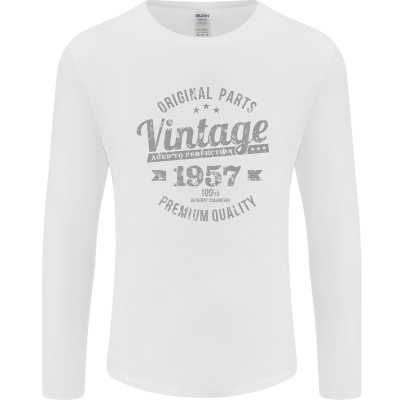 Vintage Year 66th Birthday 1957 Mens Long Sleeve T-Shirt White