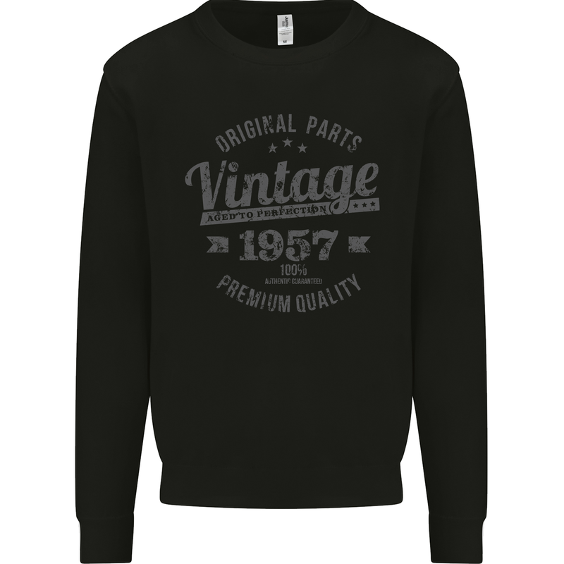 Vintage Year 66th Birthday 1957 Mens Sweatshirt Jumper Black