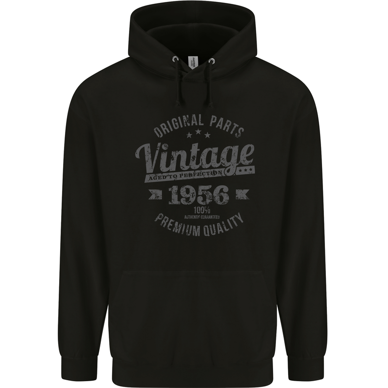 Vintage Year 67th Birthday 1956 Mens 80% Cotton Hoodie Black