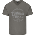 Vintage Year 69th Birthday 1954 Mens V-Neck Cotton T-Shirt Charcoal