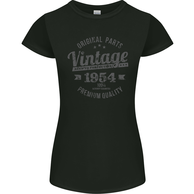 Vintage Year 69th Birthday 1954 Womens Petite Cut T-Shirt Black