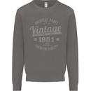 Vintage Year 72nd Birthday 1951 Mens Sweatshirt Jumper Charcoal