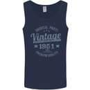 Vintage Year 72nd Birthday 1951 Mens Vest Tank Top Navy Blue