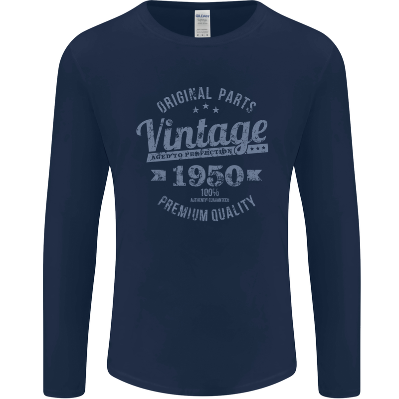 Vintage Year 73rd Birthday 1950 Mens Long Sleeve T-Shirt Navy Blue