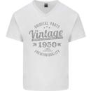 Vintage Year 73rd Birthday 1950 Mens V-Neck Cotton T-Shirt White