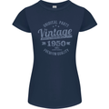 Vintage Year 73rd Birthday 1950 Womens Petite Cut T-Shirt Navy Blue
