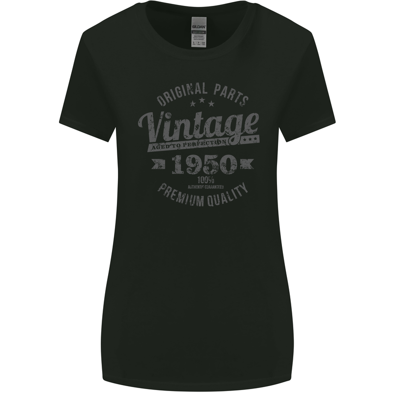Vintage Year 73rd Birthday 1950 Womens Wider Cut T-Shirt Black