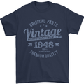 Vintage Year 75th Birthday 1948 Mens T-Shirt 100% Cotton Navy Blue